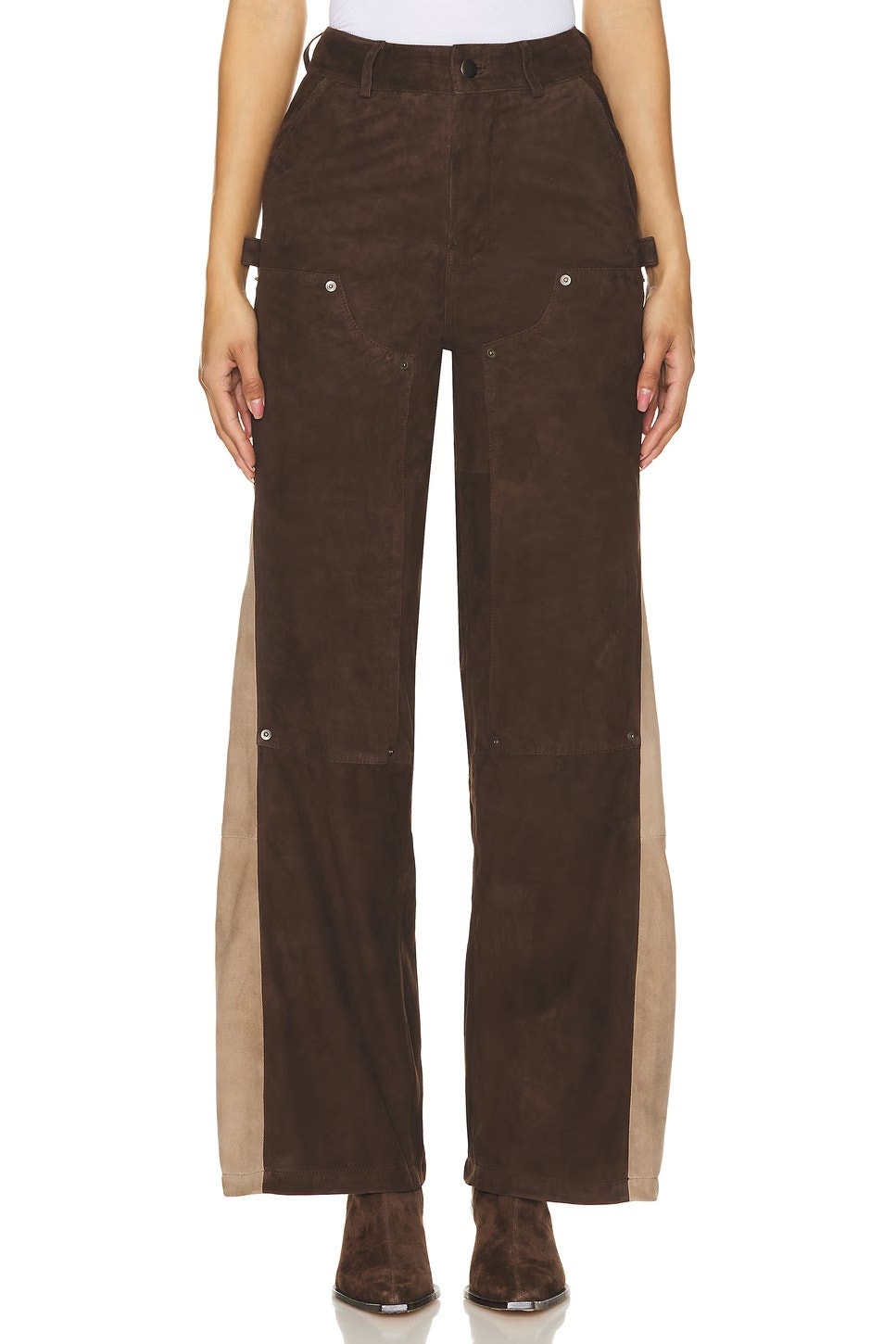 Deadwood Deetz Leather Pants Wide Leg Western Statement Y2k Utility Suede 2
